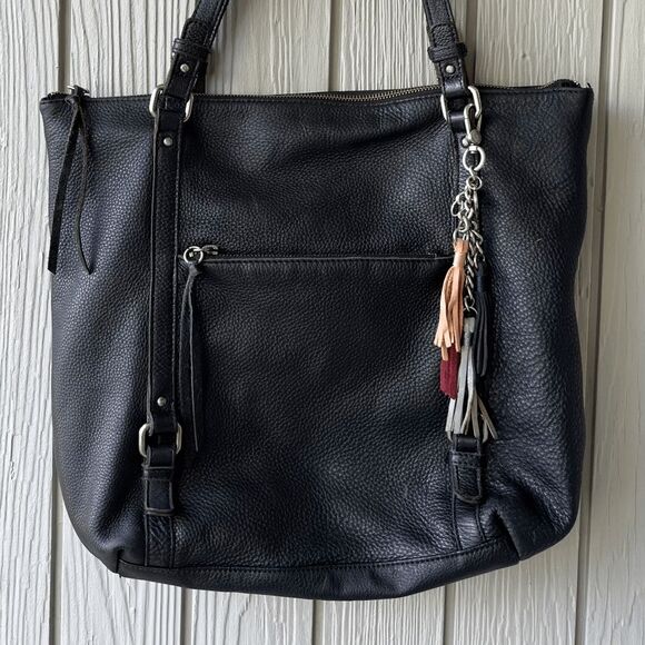 The Sak Palermo Top Grain Black Leather Shoulder Bag Tote Medium - Picture 3 of 11